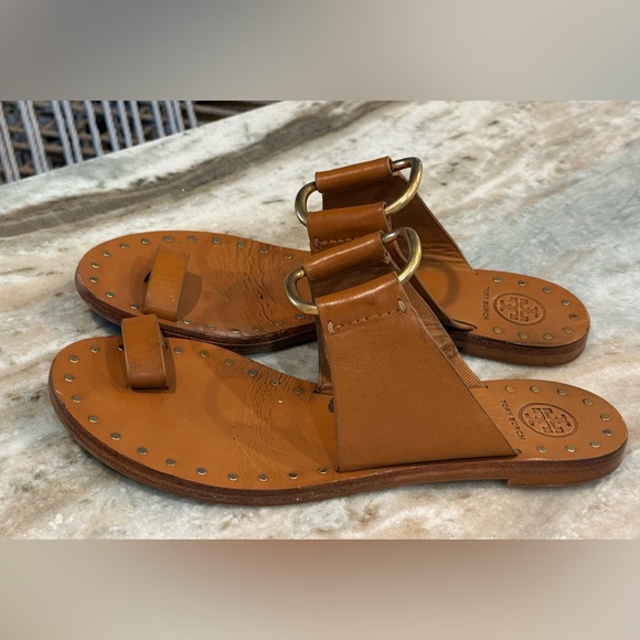 Women’s TORY BURCH Ravello tan leather studded sandals- Size 7.5 - Picture 5 of 7